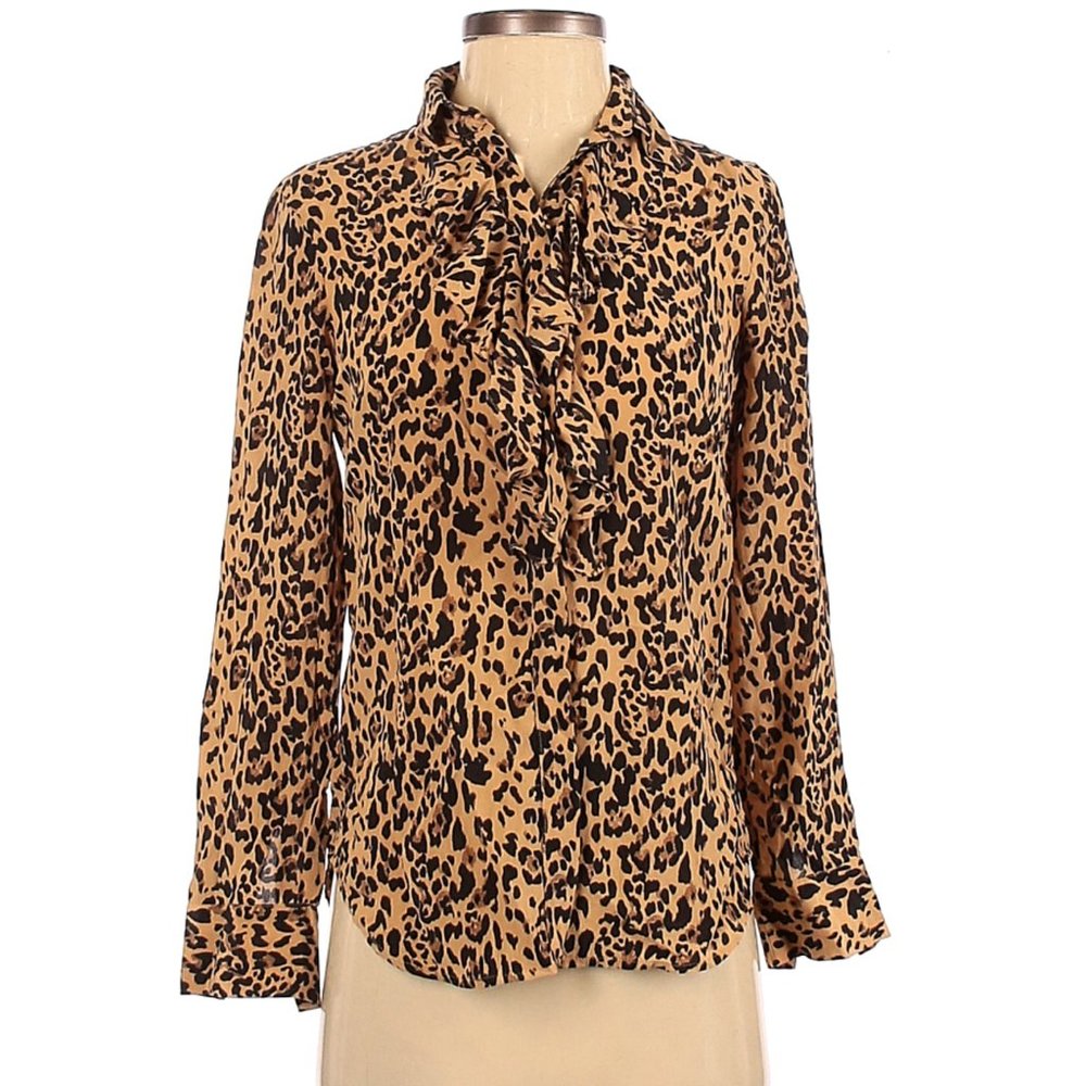 NWT!! J.Crew New Collection Silk Blouse In Leopard Print